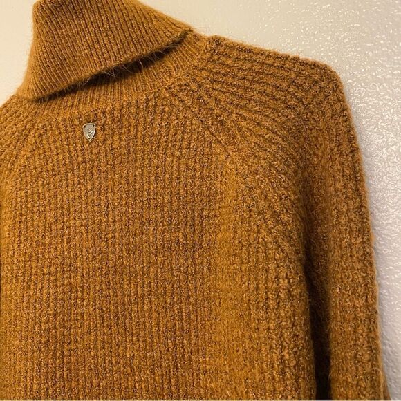 Kühl Sienna Sweater Copper orange waffle knit Turtleneck Cowl Oversized cozy XS - Picture 3 of 11